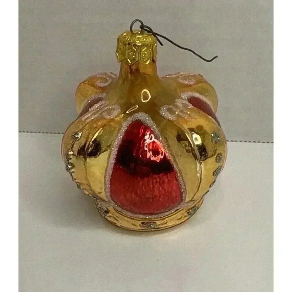 King’s Royal Gold Crown European Blown Glass Christmas Tree Ornament‎ Holiday - Picture 1 of 8